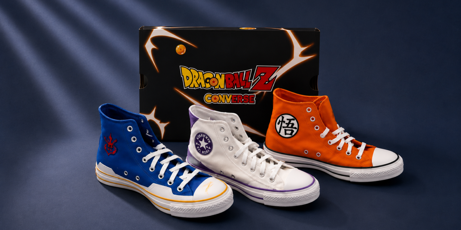 Tenis Converse x Dragon Ball Z inspirados en Goku, Vegeta, Shenlong y otros personajes del anime.