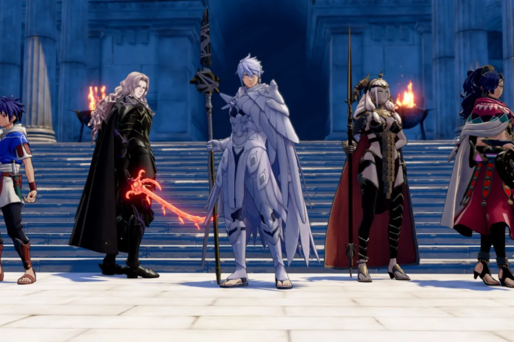Cai, Dietrich, Theodora y Leda en Fire Emblem: Fortune’s Weave para Nintendo Switch 2.